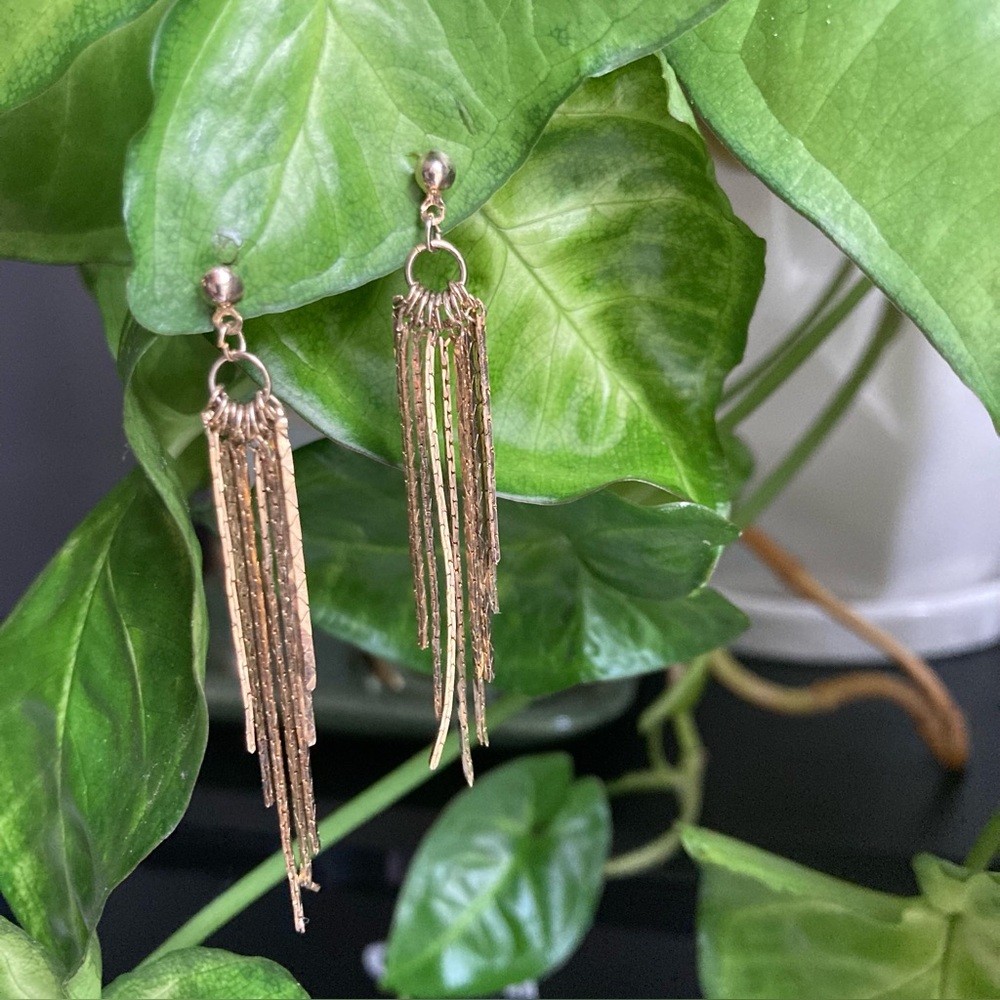 Vintage Gold Tone Dangle Chain Earrings
